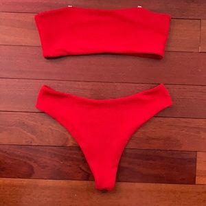Red strapless Zaful Bikini